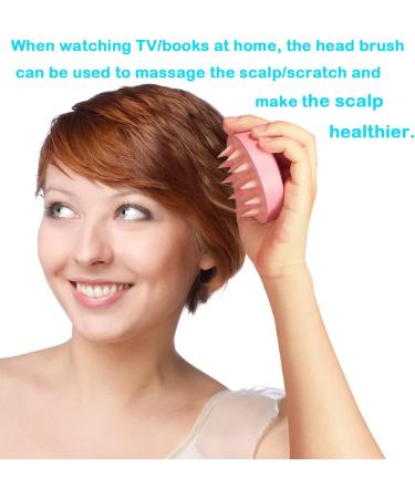 Hair Shampoo Brush & Scalp Massager - Soft Silicone Bristles for Wet & Dry Use Promotes Hair Growth - Pink - Buy Online on GoSupps.com