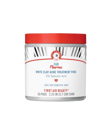 First Aid Beauty FAB Pharma White Clay Acne Treatment Pads 2% Salicylic Acid  Treatment for Breakouts  Whiteheads  Blackheads and Acne