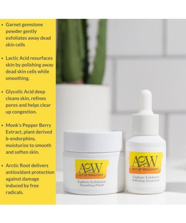 Act of Wellness Euphoric Exfoliation Weekly Exfoliating Facial Treatment Peel for Soft and Baby Smooth Skin - with Lactic and Glycolic Acid - Vegan (2oz and 1oz) - Buy Online on GoSupps.com