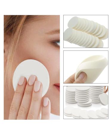 50 White Round Makeup Sponge Powder Puffs - Beauty Blender for All Skin Types - Wet/Dry Dual Use - Buy Online on GoSupps.com