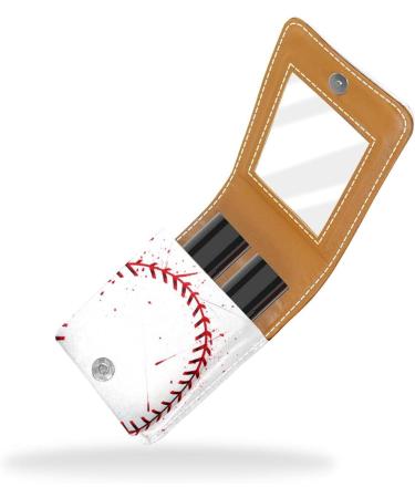 Travel Lipstick Organizer Case - Portable Makeup Bag with Mirror | Baseball Texture Print - E593i5fgze - Buy Online on GoSupps.com
