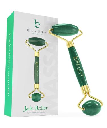Jade Roller for Face - Smoothes Fine Lines & Wrinkles Valentines Day Gifts Massager Skin Care Tools with Small Eye Roller for Puffy Eyes De-Puffing & Firming Facial Tool Self Care Gifts for Women