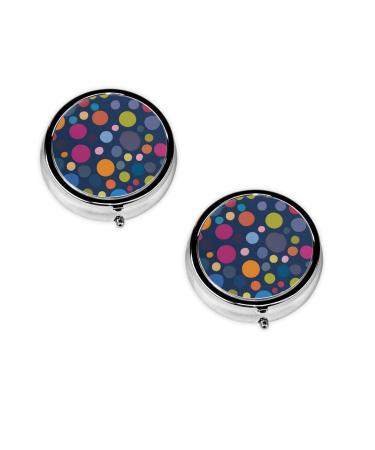 (Red White Polka Dot) Round Pill Box 3 Compartment Pill Box Mini Decorative Pocket Purse Portable Travel Medicine Tablet Vitamin Holder Organizer Pill Case Black