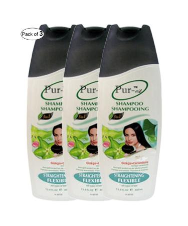 Straightening Flexible Shampoo With Ginkgo+Carambola(400ml) (Pack of 3) by Purest