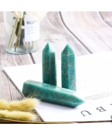 Collection 70mm-80mm Natural Green Amazonite Spiritual Healing Crystals Point for Feng Shui 1pc