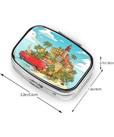 Island of Cuba 2 Compartment Pill Case - Cute Travel Pill Organizer & Purse Pill Box for Pocket Gifts - Buy Online on GoSupps.com