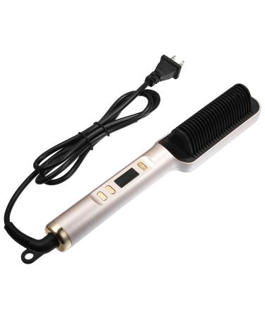 VOCOSTE Hair Straightener Brush Fast Heating Anti Scald Ceramic Hair Straightener Comb with 4 Temp Settings for Home Travel Champagne Color