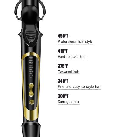 Lanvier 1.25 Inch Clipped Curling Iron - Professional Hair Curler up to 450F - Dual Voltage - Black - Buy Online on GoSupps.com