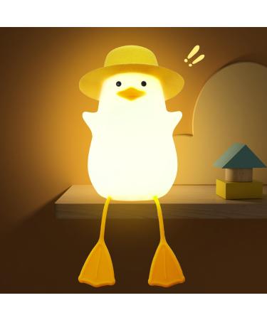 Duck Night Light Duck Gifts for Girl Kids Night Light Lamp Gifts Bedside Lamp for Nursery ABS+SIL Touch Control Portable and Rechargeable Dimmable Birthday Gifts for Boys Girls ( Duck with Hat) Color 1