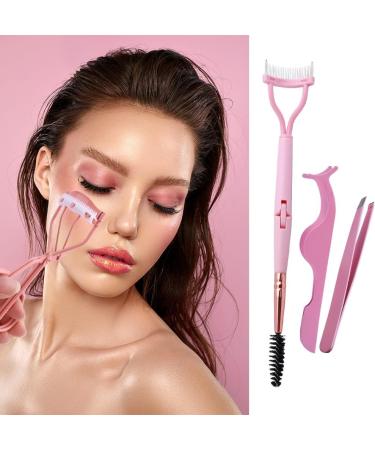 Eyelash Curler Set with Comb & Tweezers - Professional Lash Tools with 2 Refill Pads (Pink) for Volumizing Lift | Worldwide Shipping - Buy Online on GoSupps.com