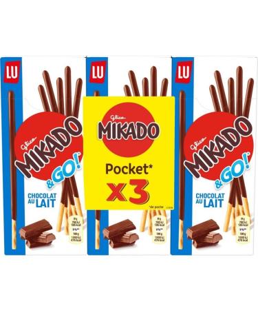 G n rique MIKADO - Milk Chocolate Pocket 3 x 117g - Delicious crispy milk chocolate bars - Ideal for a sweet treat - Convenient size - 117g - Pack of 4