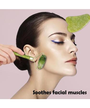 BDSHUNBF Gua Sha & Jade Roller Set - Ice Facial Roller for Skin Tightening & Eye Swelling Relief - Reusable Silicone Massager - Buy Online on GoSupps.com
