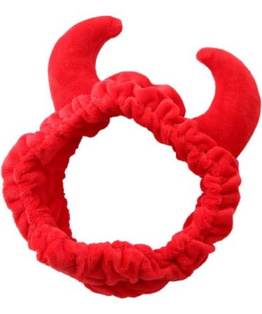 S-Trouble Pl sch Red Ochse Devil Horns Headband | Funny Makeup Shower Hairband for Girls | Festival & New Year Party Accessory - Buy Online on GoSupps.com