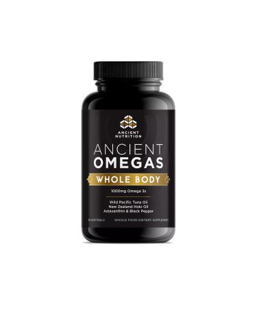 Ancient Nutrition Ancient Omegas Whole Body - ALA, DHA, EPA, ETA from Wild Caught Fish - 90 Capsules