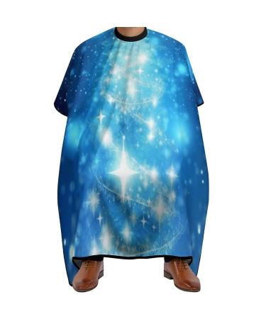 Christmas Tree Blue Winter Snowflake Professional Barber Cape Polyester Hair Cutting Salon Cape Water Stain Resistant Apron Cutting Hair Beard Hairdressing Cape Anti-Static Haircut 56.7 66.9 Inch (1 P