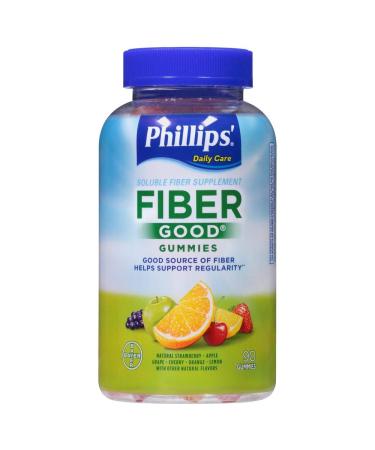 Phillips' Fiber Good Soluble Fiber Supplement Gummies Natural Fruit Flavors - 90 ct Pack of 2