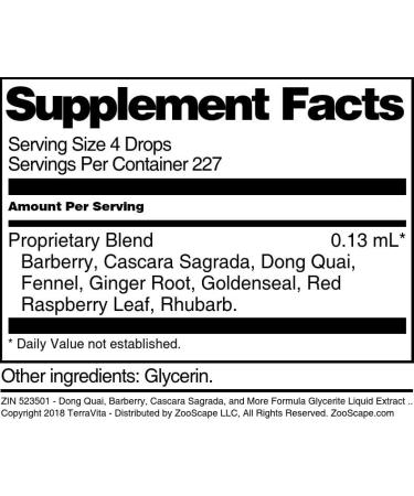 Dong Quai Barberry Cascara Sagrada and More Formula Glycerite Liquid Extract (1:5) - No Flavor (1 oz ZIN: 523501) - Buy Online on GoSupps.com