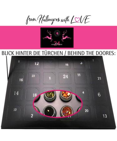 Hallingers Pink Elche Tea Advent Calendar | Handmade Vegan Gluten-Free | Perfect Mother's & Father's Day Gift | 24 Tea Set in Screw Glasses - Buy Online on GoSupps.com