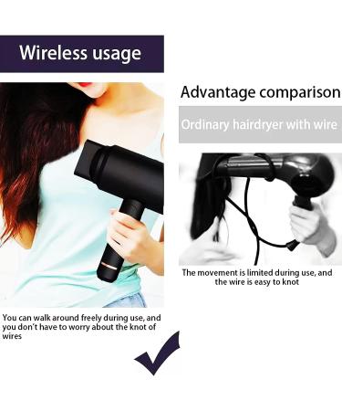WTTTTW Foldable Rechargeable Hair Dryer Cordless Hair Dryer w/Hot & Cold Air Portable Travel Hairdryer w/Magnetic Nozzle 5000mAh Handheld Cordless Blow Dryer Salon Styling Tool - Buy Online on GoSupps.com