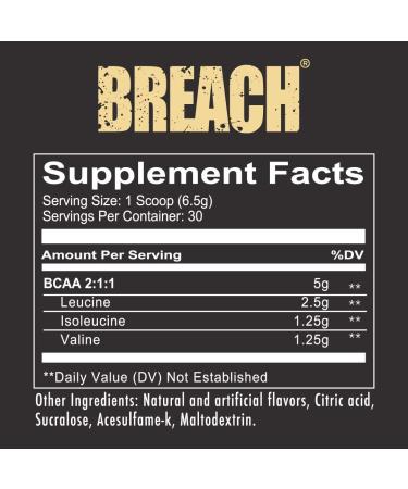 Redcon1 Breach BCAAs - Tigers Blood Flavor | 30 Servings | Amino Acids with 2:1:1 BCAA Ratio | Enhance Recovery, Strength, and Endurance | Caffeine-Free - Buy Online on GoSupps.com