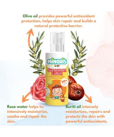 Minoris Baby Sun Lotion SPF 50+ Organic & Mineral for Infants Delicate Skin Hypoallergenic Vegan Broad Spectrum Water Resistant 150 ml - Buy Online on GoSupps.com