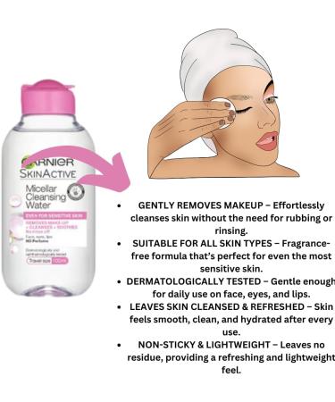 Micellar Cleansing Water Set - Gentle Makeup Remover with Reusable Double-Sided Puff and Exfoliating Puff for Facial Cleansing and Makeup Removal - Buy Online on GoSupps.com