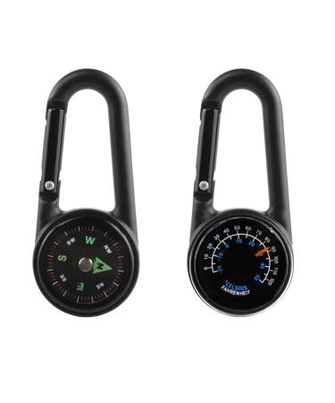 Compass with Carabiner Hook + Thermometer Multifunctional Portable Metal Carabiner for Camping Hiking Travel 3-in-1 Compass