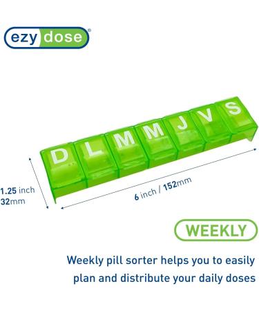 EZY DOSE 7-Day Pill Organizer | Vitamin Planner & Medicine Box | Easy Pill Removal with Large Compartments | Spanish Imprints Available - Buy Online on GoSupps.com