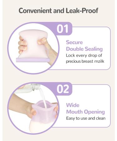 Jelly Ruru Breast Milk Bags - 7 Pack 250ml Silicone Storage Containers - LFGB Certified & Outlet-Safe - Ideal for Breastfeeding & Baby Food - Purple - Buy Online on GoSupps.com