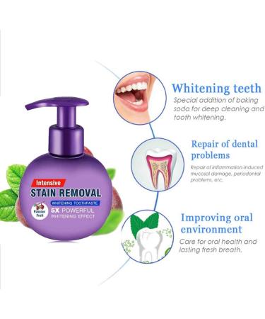Baking Soda Whitening Toothpaste - Intensive Stain Remover, Strengthening & Fluoride-Free - Passion Fruit Flavor - Buy Online on GoSupps.com