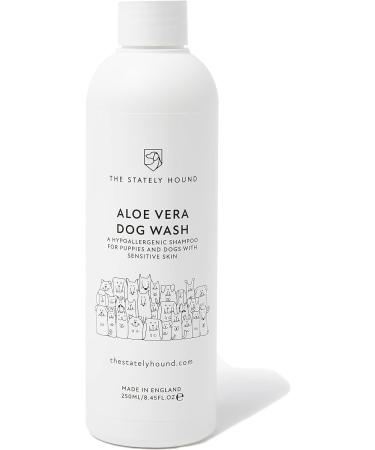 Hypoallergenic Aloe Vera Dog Shampoo - Sensitive Skin Itch Relief Natural Formula Contains Conditioner Tearless pH Balanced Moisturising for Soft Fur Made in UK 250ml for Puppies & Dogs - Buy Online on GoSupps.com