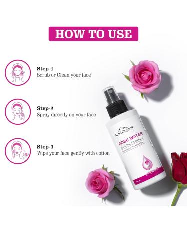 Organic Rose Water | Gulab Jal for Soothing Skin Inflammations Hydration & Cleansing | 5.07 Fl Oz | Natural & Organic Ingredients - Buy Online on GoSupps.com