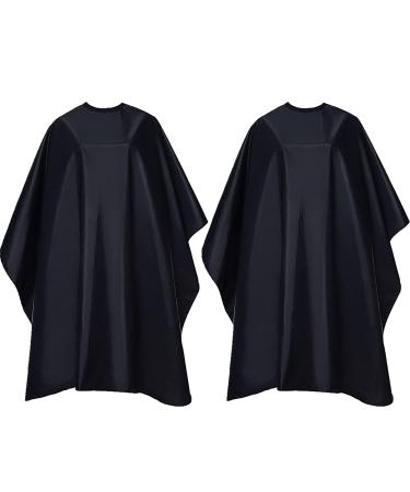 2 Pack Professional Barber Cape Waterproof Salon Styling Cape with Adjustable Snap Closure for Hair Cutting 59" x 51" Black 2 Count (Pack of 1)