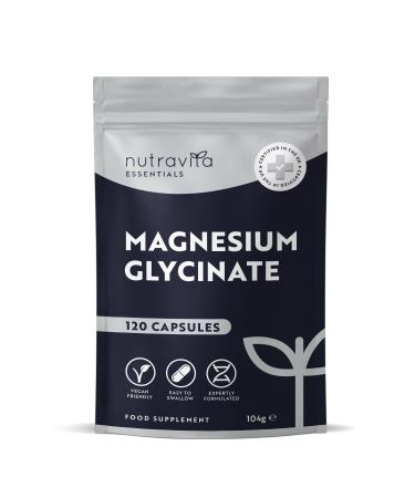 Magnesium Glycinate Supplements 1000mg 2 x 500mg Magnesium Bisglycinate Caps per Serving - 120 High Strength Capsules Providing 200mg Elemental Magnesium - Magnesium Tablets Alternative - Nutravita