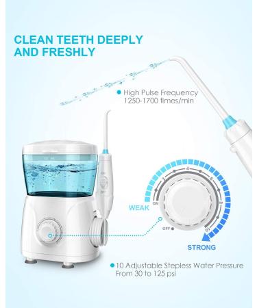 Professional Water Flosser for Braces & Teeth Cleaning - Electric Dental Oral Irrigator with 10 Pressure Levels & 7 Jet Tips | 600ML Capacity - Buy Online on GoSupps.com