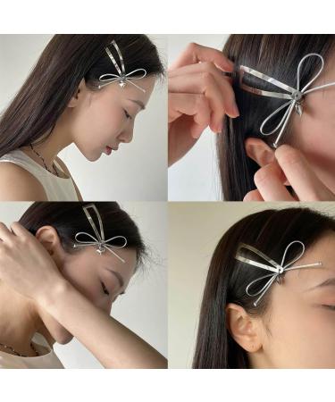 Simple and Elegant Hair Clip Accessory Contemporary Hairpin with an Attractive Heart Stylish Hairpin with Bowknot Charm Silver - Buy Online on GoSupps.com