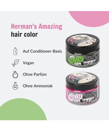 Hermans Amazing semi-permanent Hair Color Olivia Green 100% vegan and not tested on animals 115ml - Buy Online on GoSupps.com