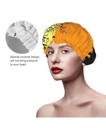Halloween Pumpkin Printed Shower Cap - Waterproof, Fits All Head Sizes, Ideal for Women - Hair Bath Cap - Buy Online on GoSupps.com