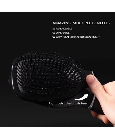 Paddle Hair Brush for Natural Curly & Straight Hair, Detangling Detangler for Adults & Kids - Black - Buy Online on GoSupps.com
