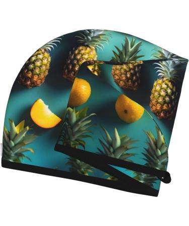 Tropical Fruit Pineapple Coral Velvet Dry Hair Cap | Ideal for Home Travel Pool Parties & More - Buy Online on GoSupps.com