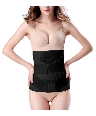 ChongErfei 3 in 1 Postpartum Belly Wrap - Recovery Belly/Waist/Pelvis Belt Black Postpartum Belly Band Black One Size Black One Size (Pack of 1)