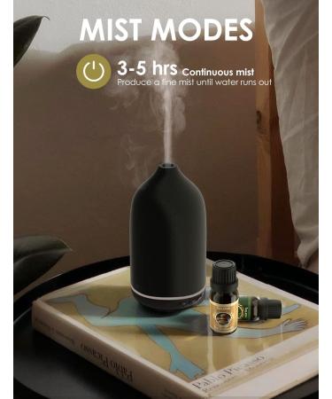 Salcing Black Ceramic Aroma Diffuser - BPA-Free Essential Oil Diffuser with Adjustable Fog Mode & Auto Power-Off for Home Office & Yoga - 150ml - Buy Online on GoSupps.com