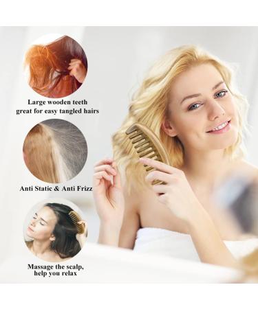 Natural Green Sandalwood Wide Tooth Comb - Anti-Static Hair Comb for Curls, Women & Men - Buy Online on GoSupps.com