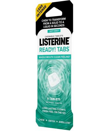 Listerine Ready! Tabs Soft Mint Chewable Tablets - 4-Hour Fresh Breath, Sugar-Free & Alcohol-Free - 8 ct - Buy Online on GoSupps.com