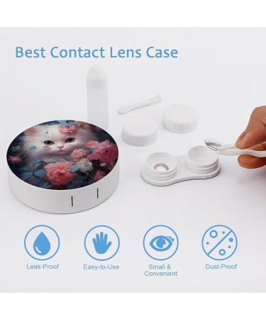 Portable Kitten Cat Contact Lens Travel Kit - Cute Floral Design with Mirror for Daily Outdoor Use - Buy Online on GoSupps.com