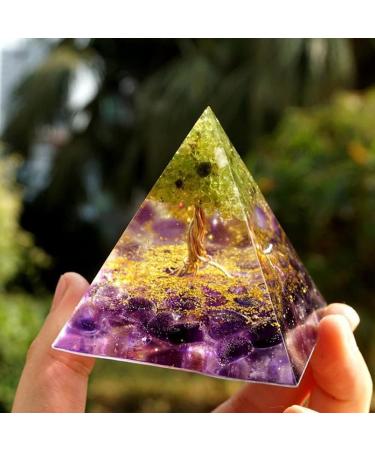 Moonstone Crystal Orgone Pyramid - Energy Tower with Chakra Stones and Flower of Life Design - Buy Online on GoSupps.com
