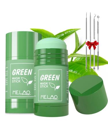 Cattle come 2 Pack Green Tea Mask Stick 4 PCS Blackhead Remover Tools Green Tea Extract Deep Pore Cleansing Moisturizing Skin Brightening Removes Blackheads for All Skin Types