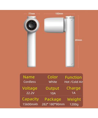 Cordless Hair Dryer with Concentrator Portable Travel Blow Dryer Cold/Hot Wind 15600mAh Built-in Rechargeable Battery Powered Gifts for Women - Buy Online on GoSupps.com