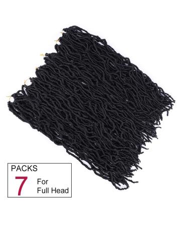 WECAN 18 inch Soft Locs Crochet Hair 7 Packs - Pre Looped Faux Goddess Locs Synthetic Braids #1B 18 Inch (Pack of 7) - Buy Online on GoSupps.com