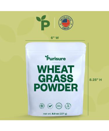 Purisure Wheatgrass Powder, 8oz, Wheat Grass Powder, Green Superfood for Salads, Smoothie and Shakes, Superfood Powder Rich in Immunity Vitamins, Fiber and Minerals, 76 Servings - Buy Online on GoSupps.com